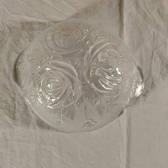 KIG Malaysia Frosted Rose Glass Bowl Serving Candy Dish Clear and frosted, 5" - Picture 6 of 9